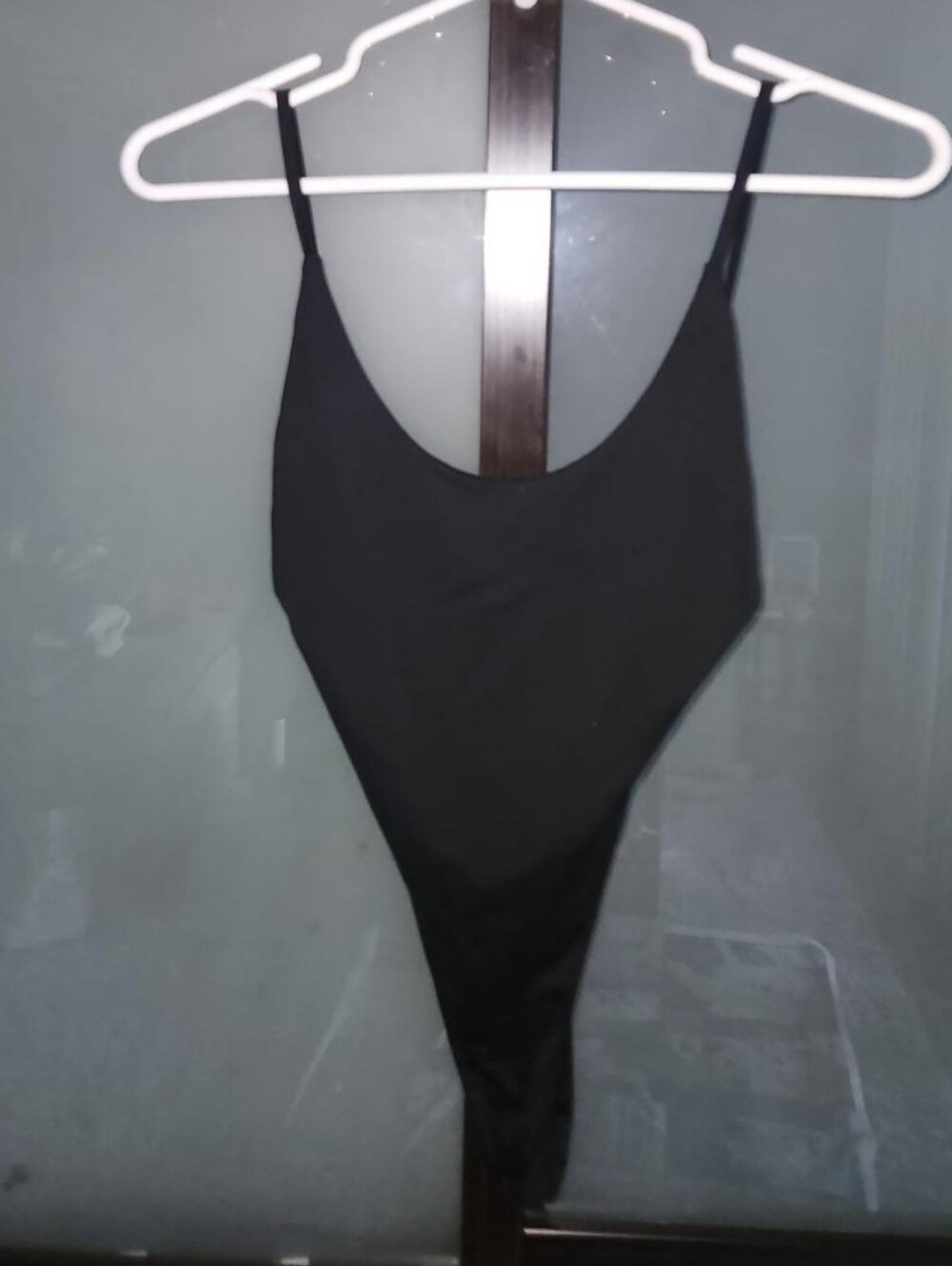Sexy Black Scoop Neck Bodysuit With Open Back